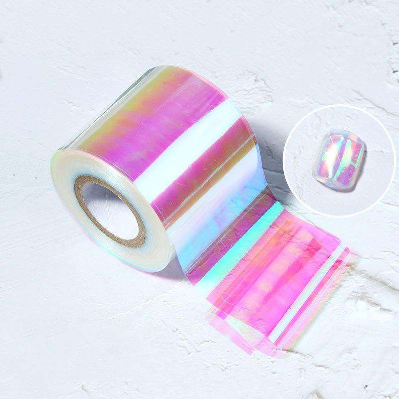 Ice Cube Nail Art Accessories Nail Art Aurora Colorful Cellophane, Specification type: 5cm x 100M...