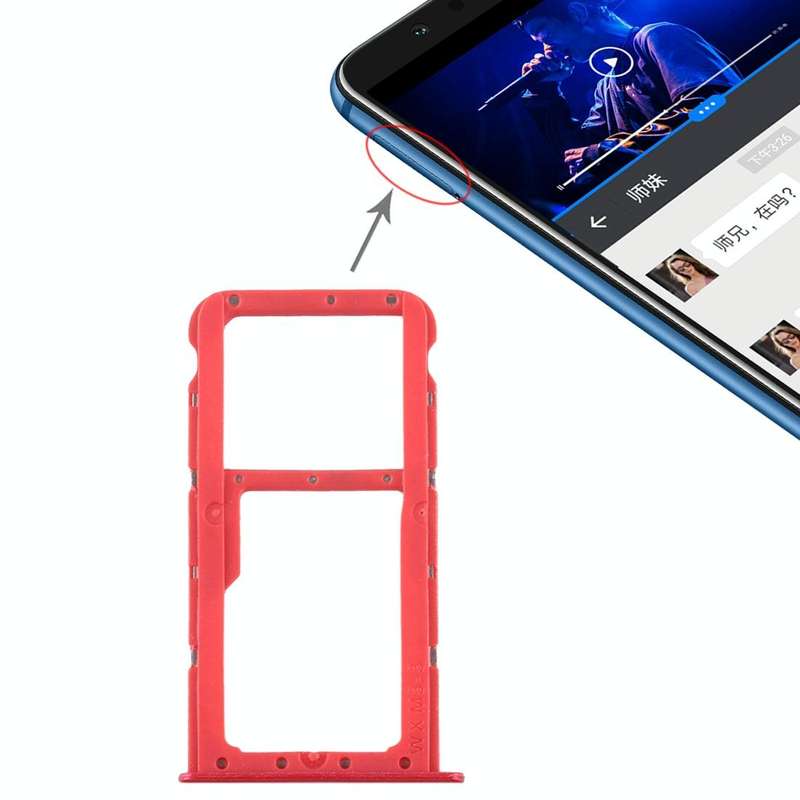 SIM Card Tray + SIM Card Tray / Micro SD Card Tray for Huawei Honor Play 7X (Red)