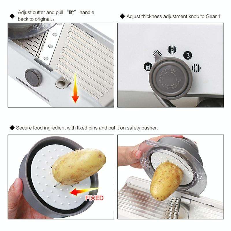 CZ-01 Multifunctional Household Stainless Steel Manual Vegetable Cutting Machine Carrot Potato Gr...