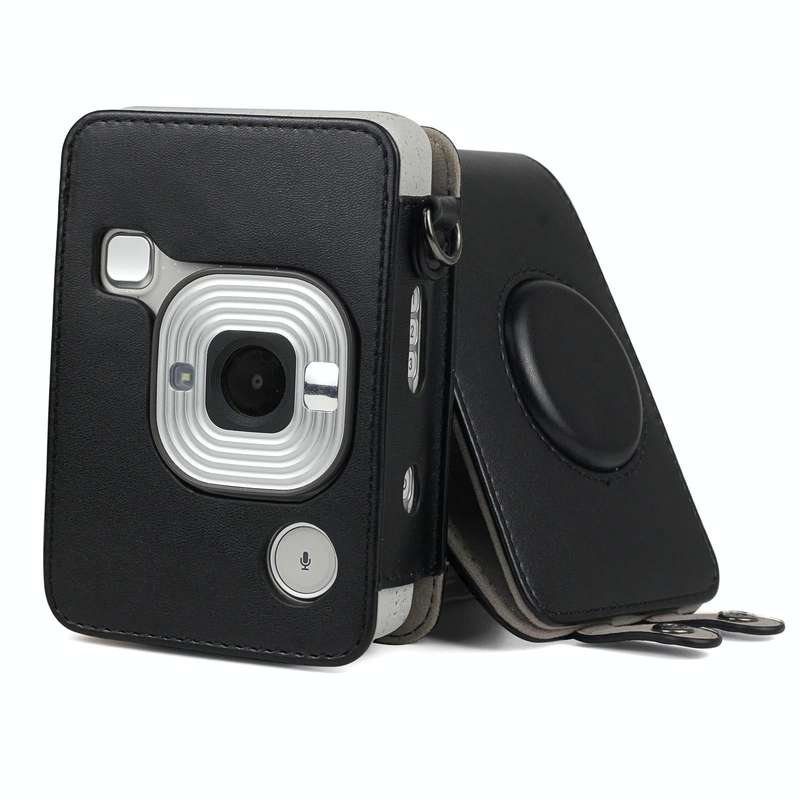 Full Body Camera Retro PU Leather Case Bag with Strap for FUJIFILM instax mini Liplay (Black)