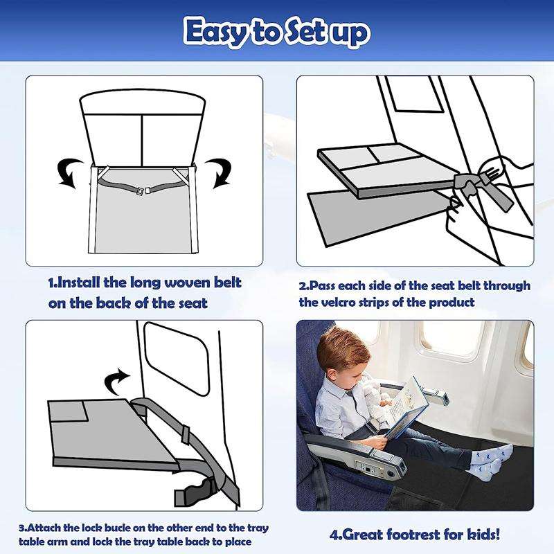 79 x 44cm Kids Airplane Seat Extender Portable Travel Seat Cushion(Black)