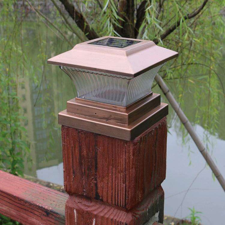 Outdoor Solar Column Lamp IP44 Waterproof Garden Fence Light Solar Street Lamp(Gold Bronze Shell+...