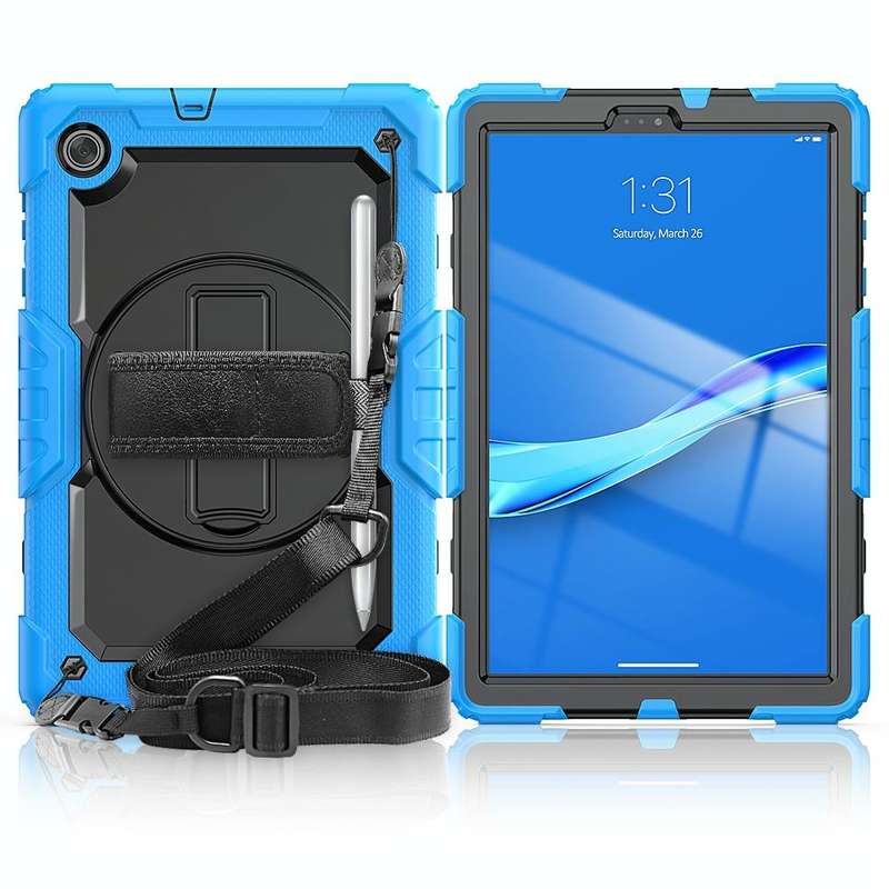 For Lenovo Tab M10 FHD Plus Shockproof Colorful Silicone + PC Protective Case with Holder & Shoul...