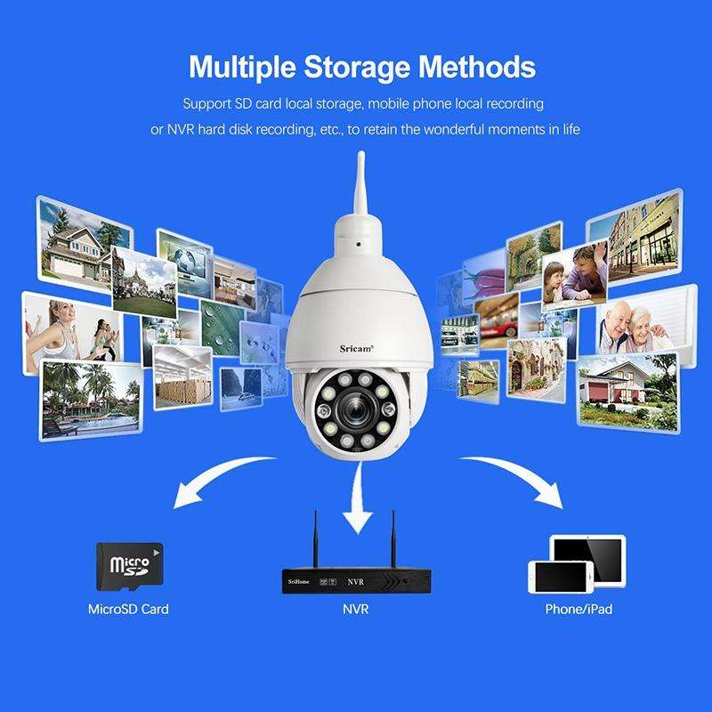 Sricam SP008C 5MP 10X Zoom IP66 Waterproof CCTV WiFi IP Camera Monitor, Plug Type:AU Plug(White)