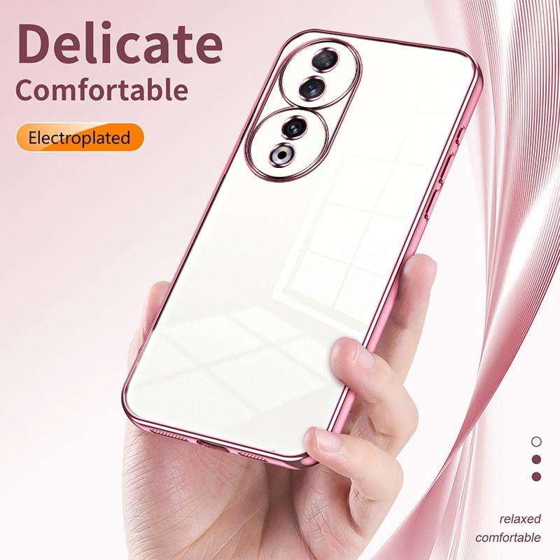 For Honor 90 Transparent Plating Fine Hole Phone Case(Black)