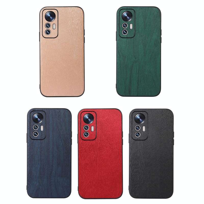For Xiaomi 12 Lite Wood Texture PU Phone Case(Black)
