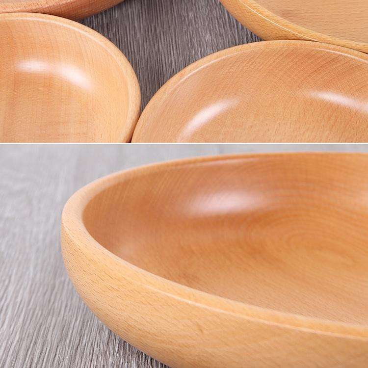 Round Fruit Plate Salad Bowl Thick Wood Dried Fruit Plate Fruit Sushi Plate, Specification: 15cm