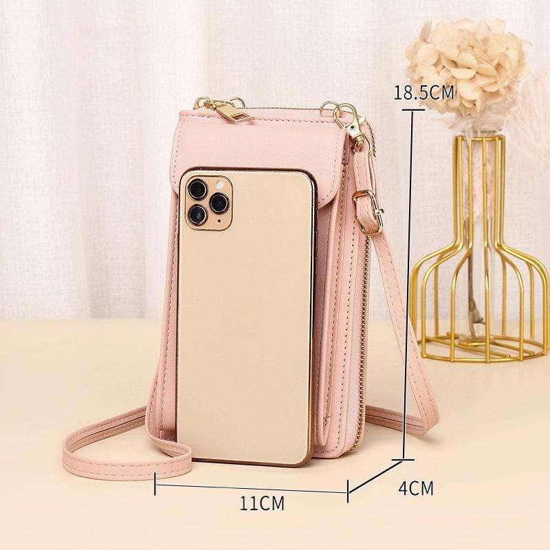 JLF012 Touch Screen Mobile Phone Bag Women Messenger Shoulder Bag(Brown)