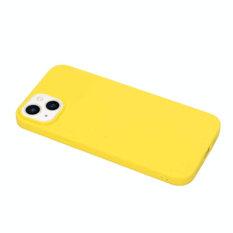For iPhone 14 Plus Solid Color Frosted Silicone Phone Case(Yellow)