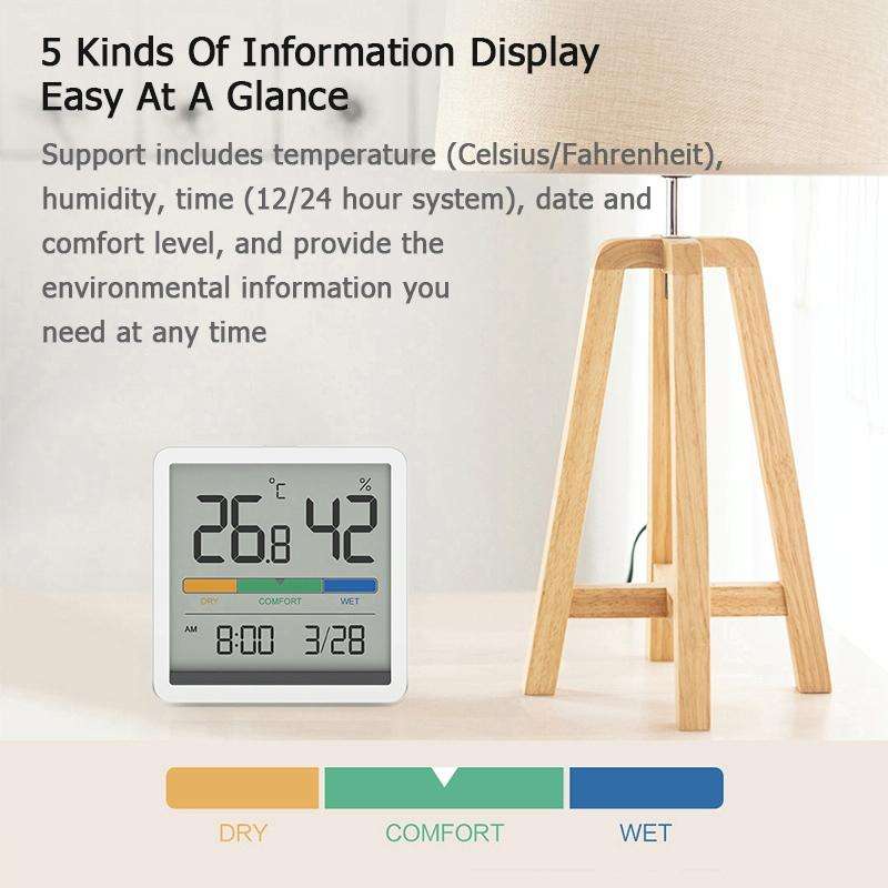 Original Xiaomi Youpin Miiiw Silent Indoor Temperaturer And Humidity Clock with Large 3.34 inch L...