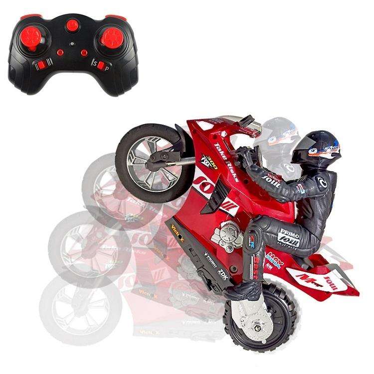 2.4G Remote Control Self-Balancing Stunt Motorcycle Single-Wheel Standing Electric Toy Car(Red)