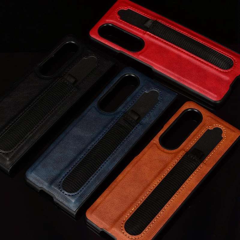 For Samsung Galaxy Z Fold3 5G Vintage Texture Phone Case with Pen Slot(Black)