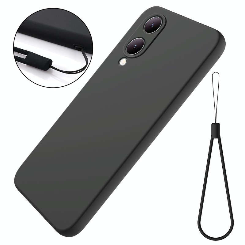 For vivo Y17s 4G Pure Color Liquid Silicone Shockproof Phone Case(Black)