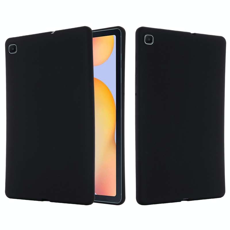 For Samsung Galaxy Tab S6 Lite Solid Color Liquid Silicone Shockpoof Tablet Case(Black)
