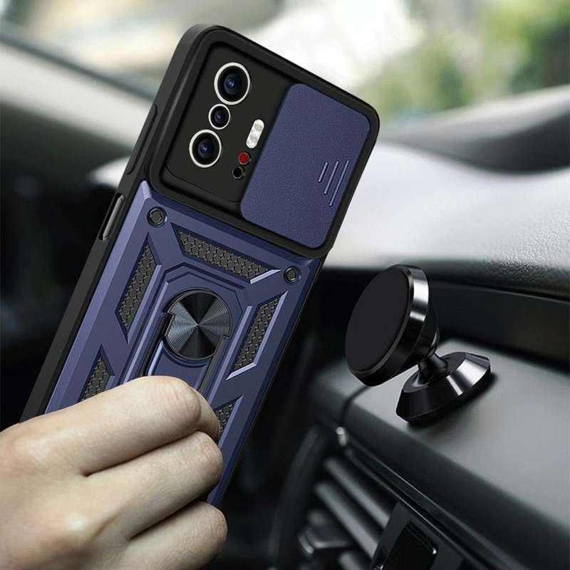 For Xiaomi Mi 11T / 11T Pro Sliding Camera Cover Design TPU+PC Protective Case(Blue)