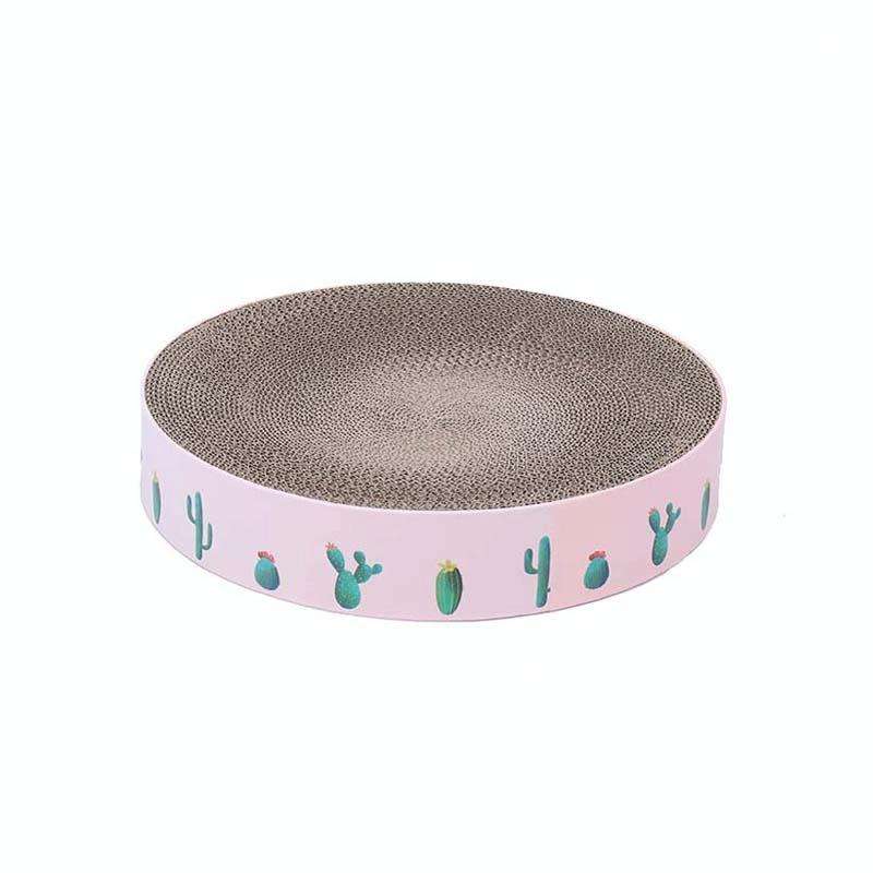 Round Corrugated Cat Scratcher Claw Sharpener Toy Bed, Colour: Pink 32x32x6cm
