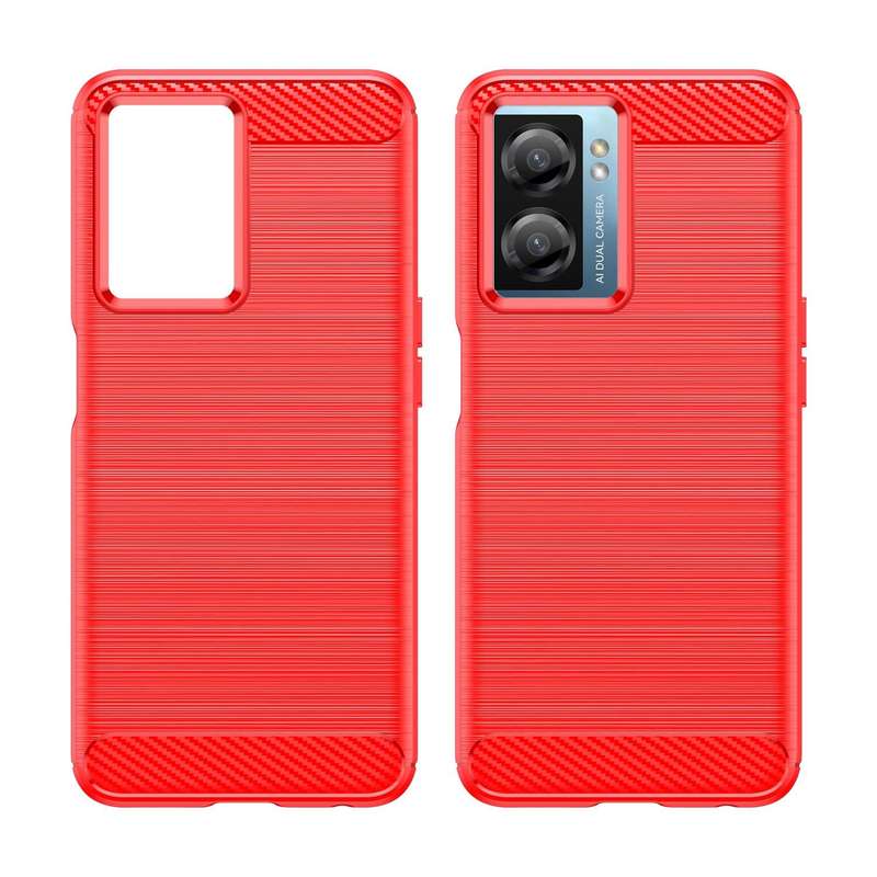 For OPPO A77 5G Brushed Texture Carbon Fiber TPU Phone Case(Red)