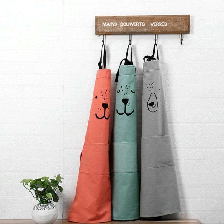 Animal Face Pattern Waterproof Sleeveless Thick Blouse Cotton Apron, Size:S(Gray)