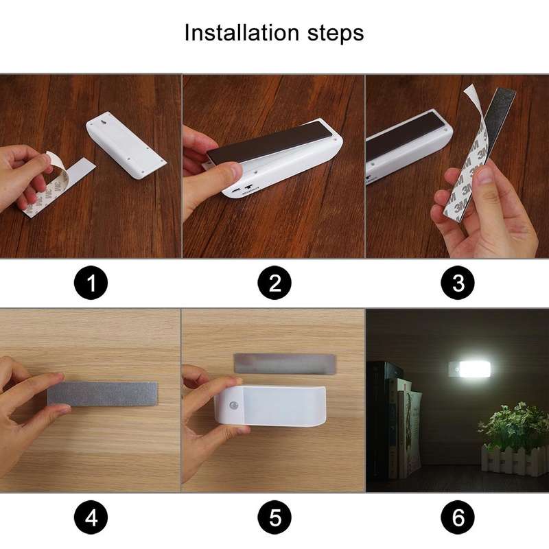 PIR Human Body Motion Sensor White Light LED Night Light, 1W 12 LEDs 240 LM USB Charging, Sensor ...