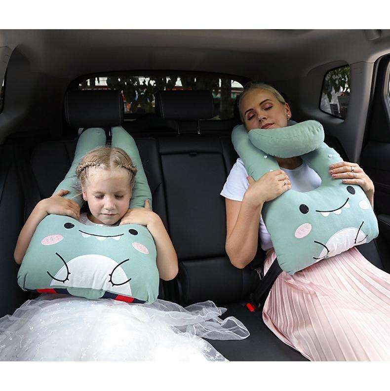 8146 Cartoon Adjustable Car Children Sleep Safety Belt U-shaped Neck Pillow(Yellow Cat)