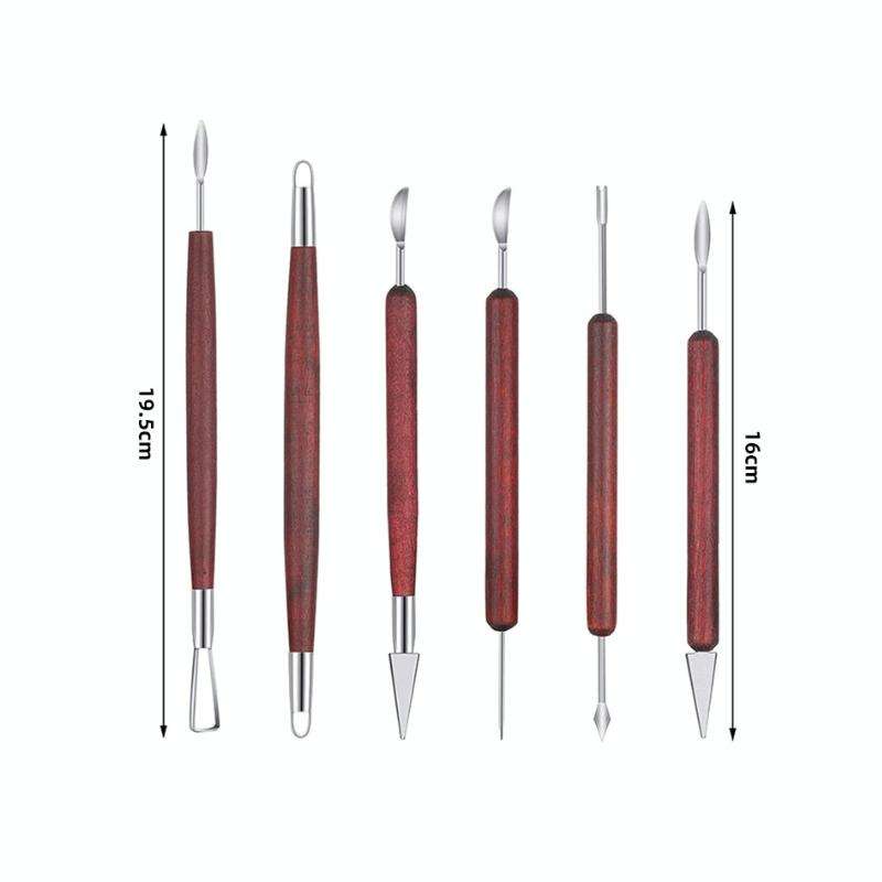 11 PCS/Set Pottery Wooden Rod Carving Scraper Clay Aid