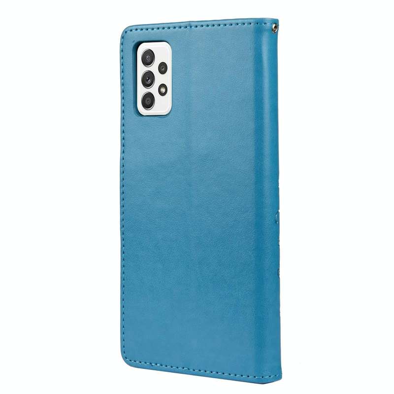 For Samsung Galaxy A23 5G Butterfly Flower Pattern Flip Leather Phone Case(Blue)