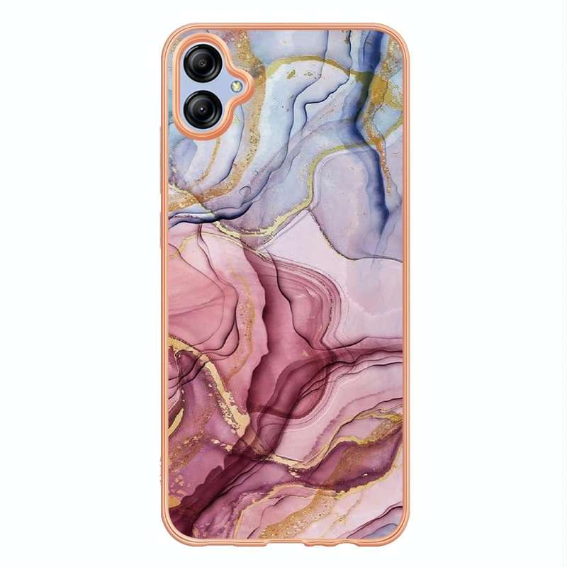 For Samsung Galaxy A04e Electroplating Marble Dual-side IMD Phone Case(Rose Red 014)