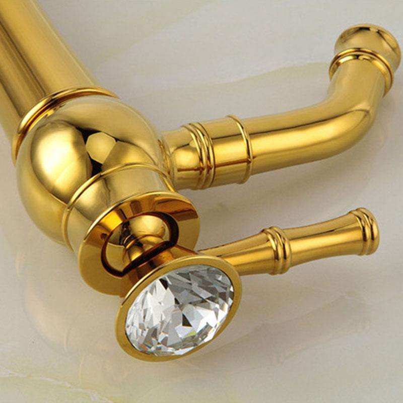 All Bronze Bathroom Basin Hot And Cold Water Faucet, Style: Gold Short Model
