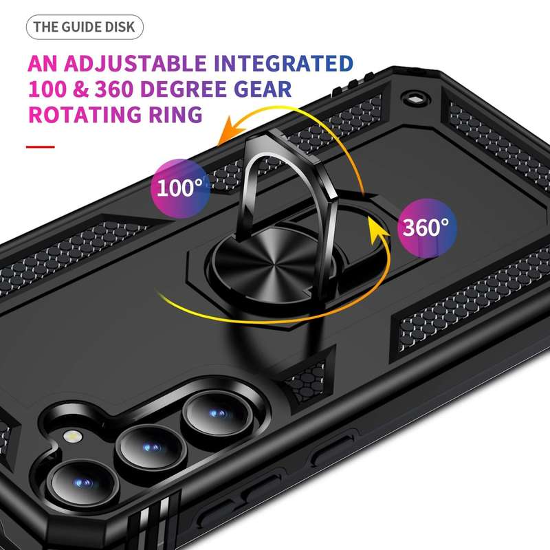 For Samsung Galaxy A35 5G Shockproof TPU + PC Phone Case with Holder(Black)