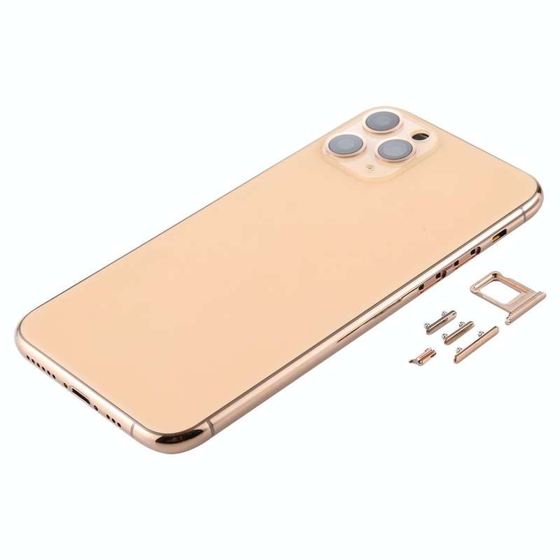 Back Housing Cover with SIM Card Tray & Side keys & Camera Lens for iPhone 11 Pro(Gold)
