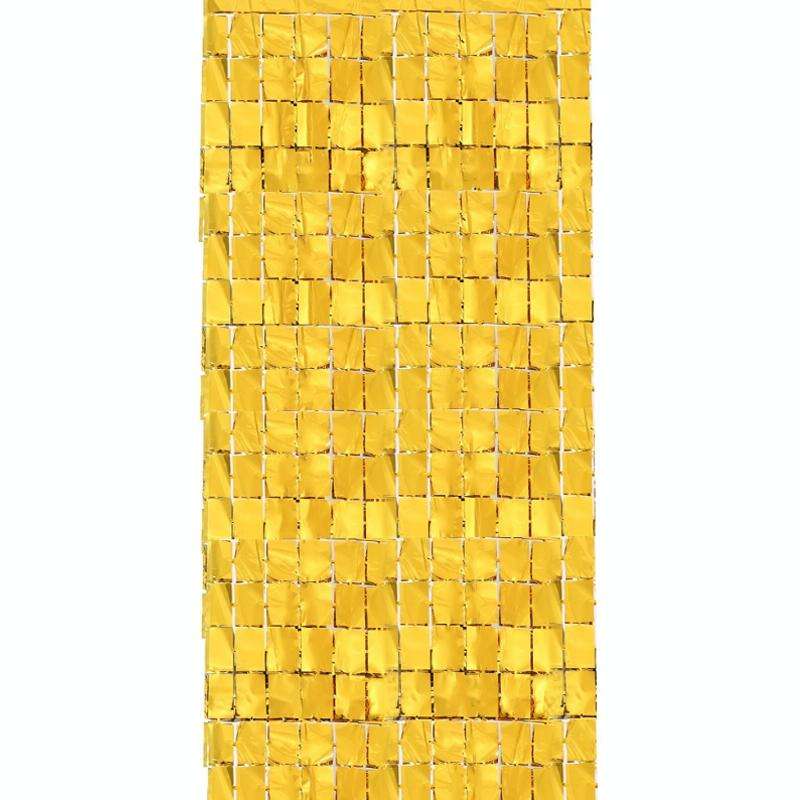 2 PCS 1x2M Square Rain Silk Door Curtain Birthday Party Background Wall Decoration(Golden)