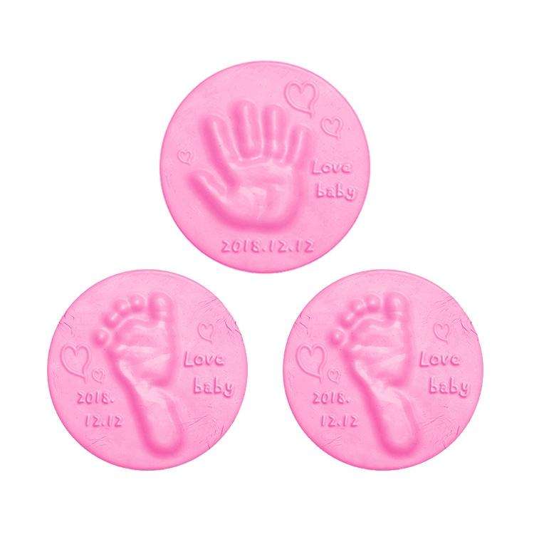 10 PCS Baby Care Air Dry Soft Clay Baby Hand and Foot Inkpad(Pink)