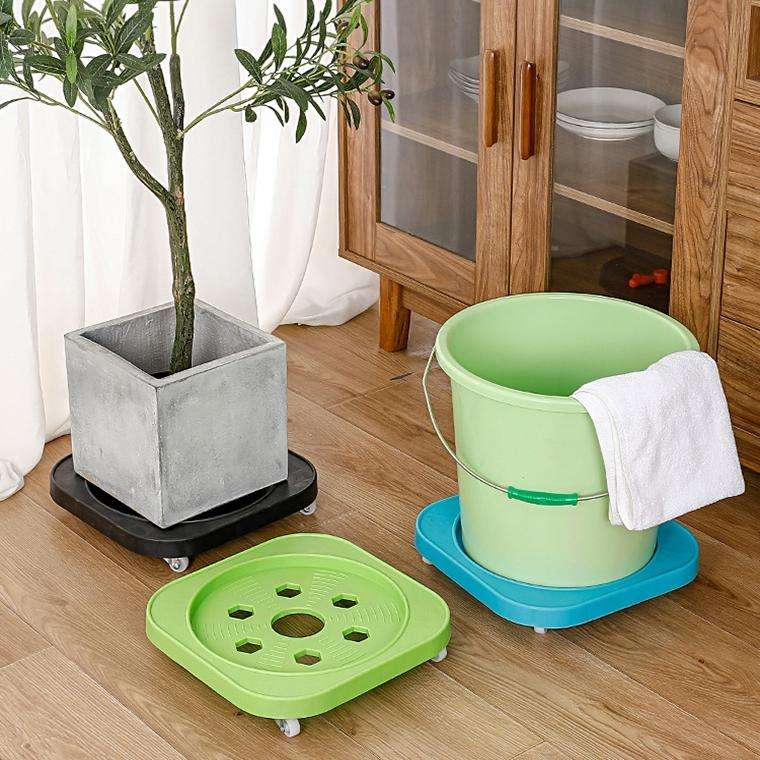 Multifunctional Kitchen Gas Bottle Storage Rack Flower Pot and Bucket Mobile Stand, Spec: Blue St...