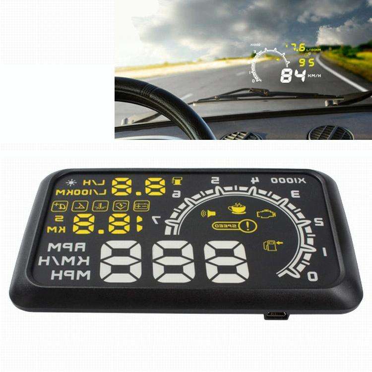 W02 5.5 inch Car OBDII HUD Fuel Consumption Warning System Vehicle-mounted Head Up Display Projec...