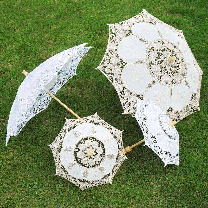 Wedding Bridal Lace Umbrella Shooting Props Wedding Supplies, Size: Length 26cm/ Diameter 29cm(Wh...