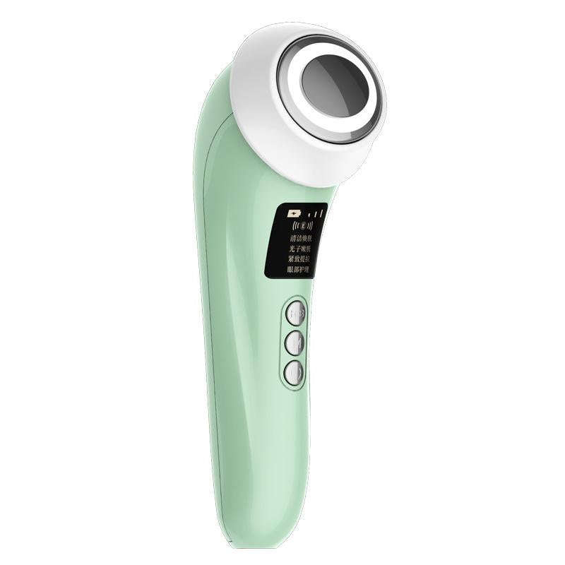 Facial Ultrasonic Iontophoresis Micro-Current Color Light Skin Rejuvenation Device(Fresh Green)