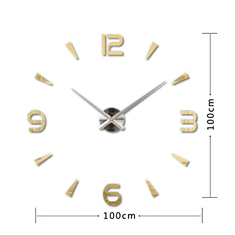 Bedroom Home Decoration Watch Frameless 3D Mirror Large DIY Wall Sticker Mute Clock, Size: 100*10...