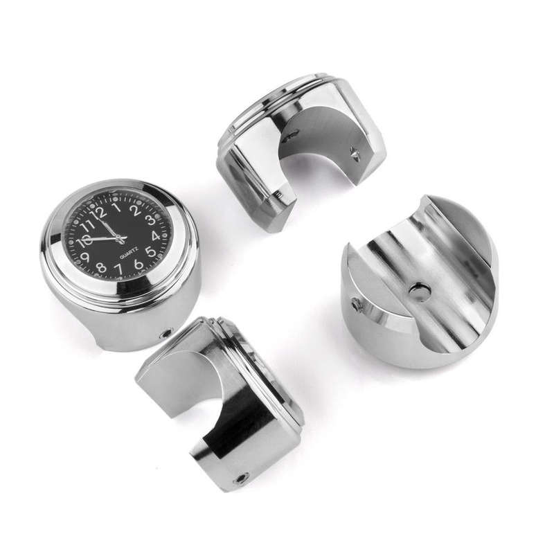 Aluminum Alloy Plating Motorcycle Handlebar Clock(Black Shell Black Background)