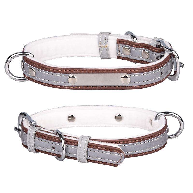 CL181K Pet Soft Reflecting Collar, Size: M(Velvet Bottom Brown)