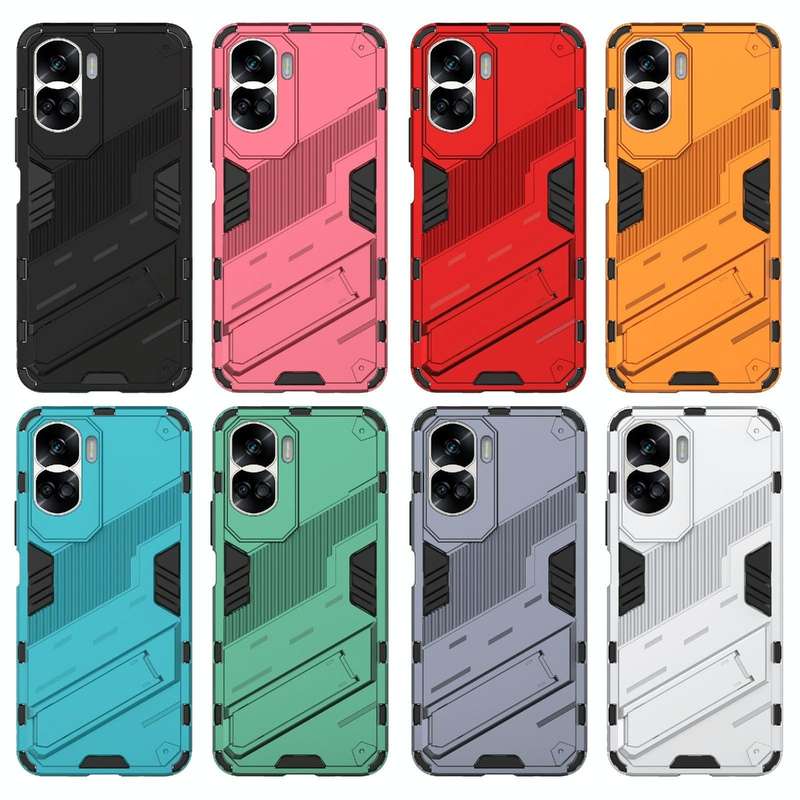 For Honor 90 Lite 5G Global Punk Armor 2 in 1 PC + TPU Phone Case with Holder(Green)