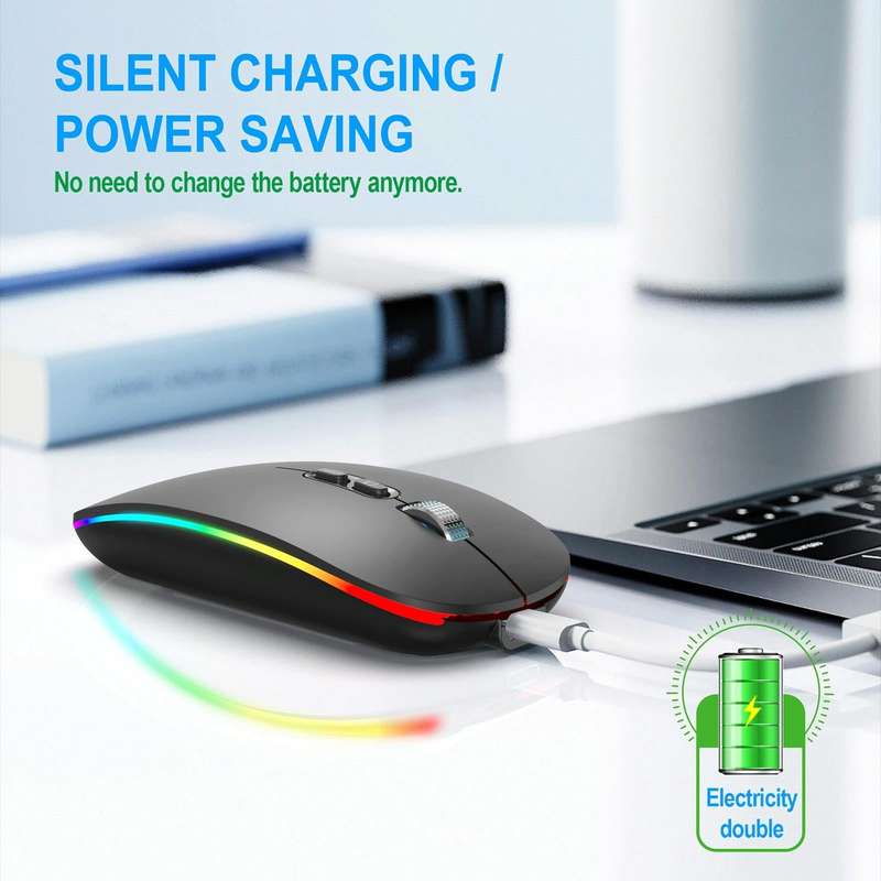 HXSJ M103FG 1600dpi Adjustable 2.4G + Bluetooth RGB Light Wireless Mouse(Black)