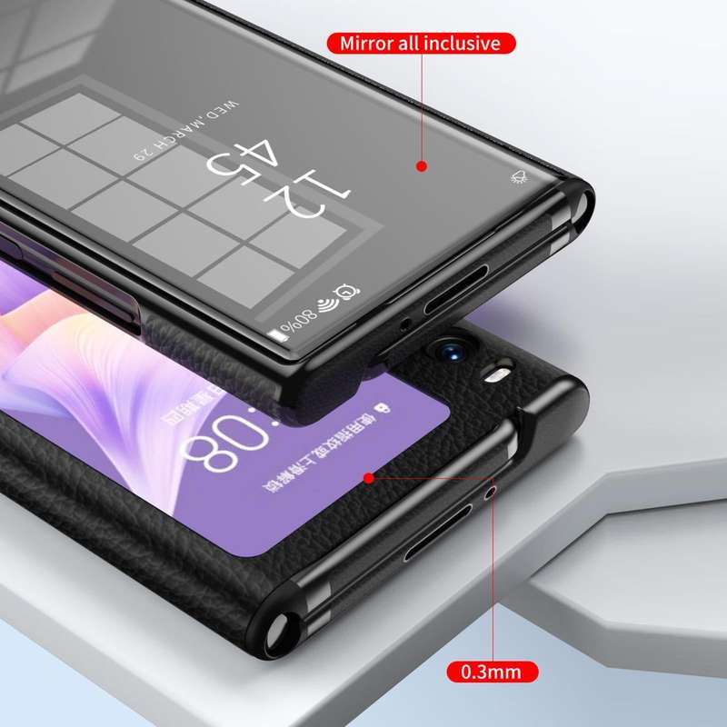 For Huawei Mate Xs 2 Side Frame Stick Leather Magnetic Phone Case(Litchi Texture Black)