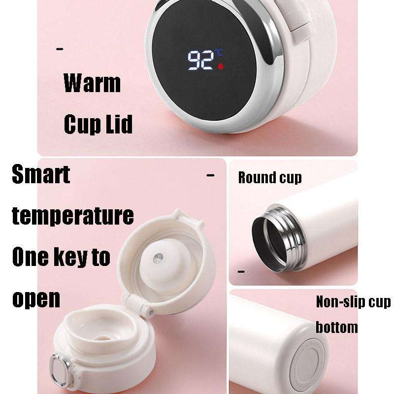 Smart Temperature Measurement Digital Display Stainless Steel Vacuum Flask Cup, Capacity:420ml(Pink)