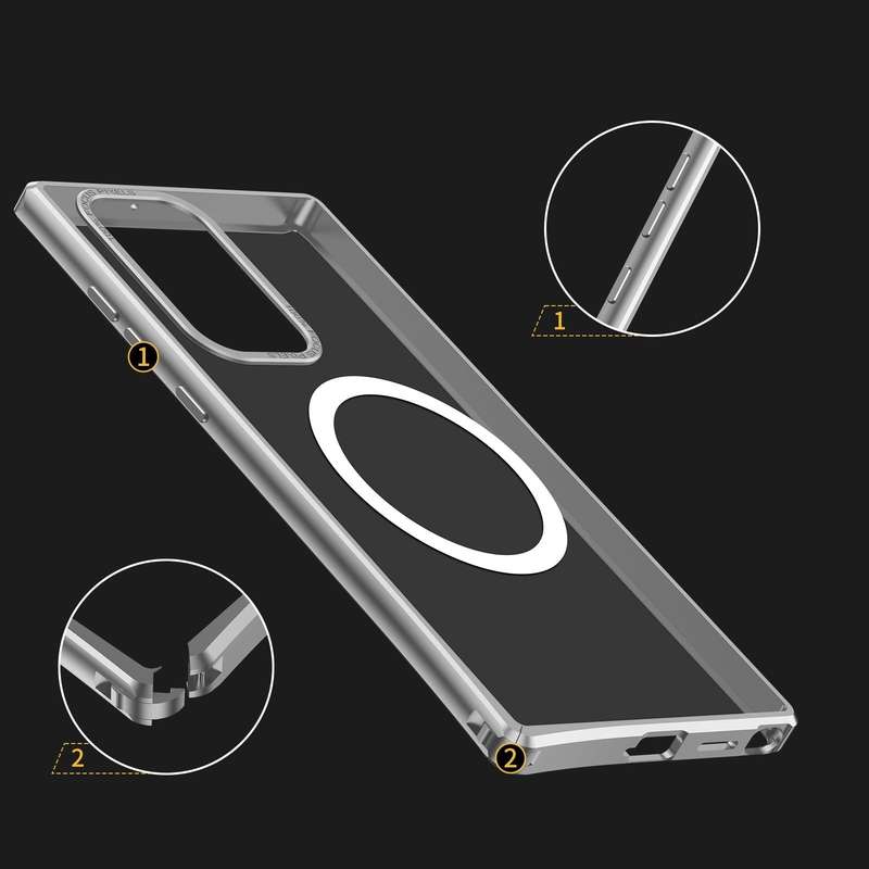 For Samsung Galaxy S22 Ultra 5G MagSafe Magnetic PC Phone Case(Silver)