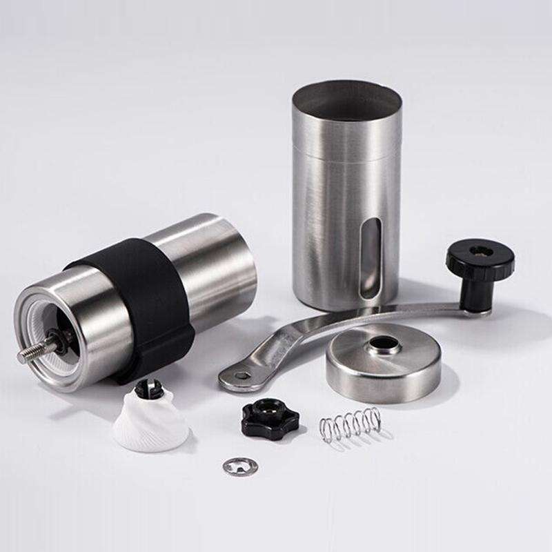 Portable Conical Burr Mill Manual Stainless Steel Hand Crank Coffee Bean Grinder with Silicone Ri...