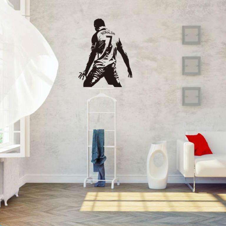 Football Player Action Silhouette Student Dormitory Bedroom Decoration Wall Sticker, Size:Medium ...