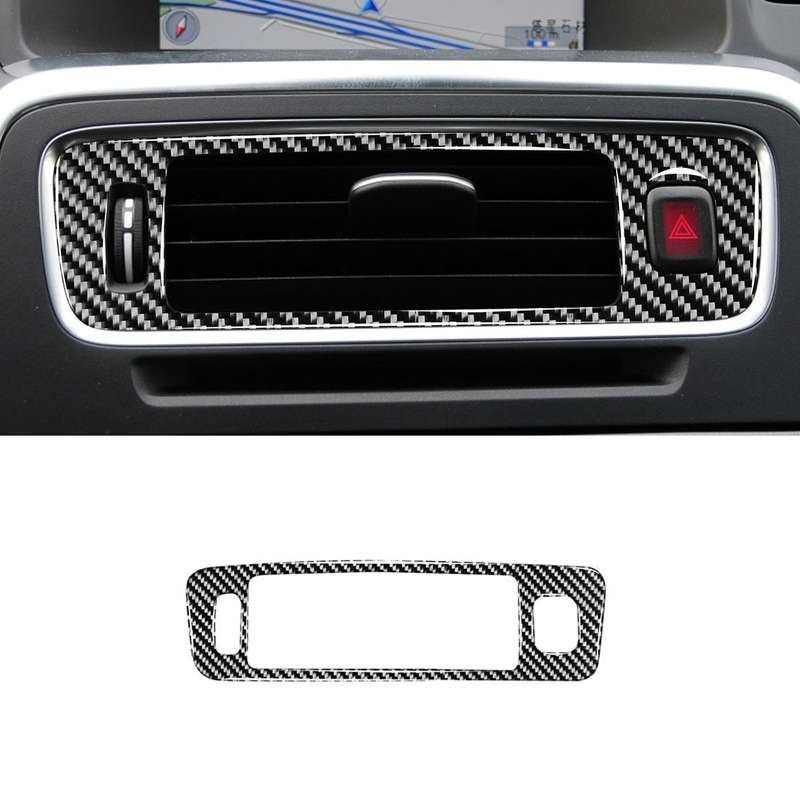 Car Carbon Fiber Central Control Below Air Outlet Decorative Stickers for Volvo V60 2010-2017 / S...