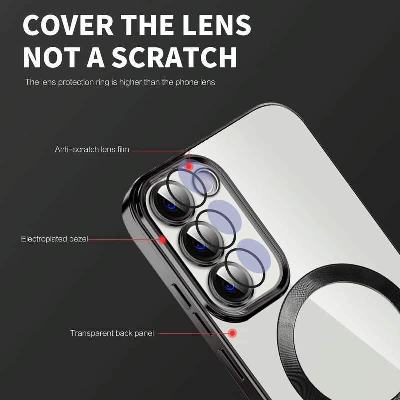 For Samsung Galaxy S21 5G CD Texture Plating TPU MagSafe Phone Case with Lens Film(Black)