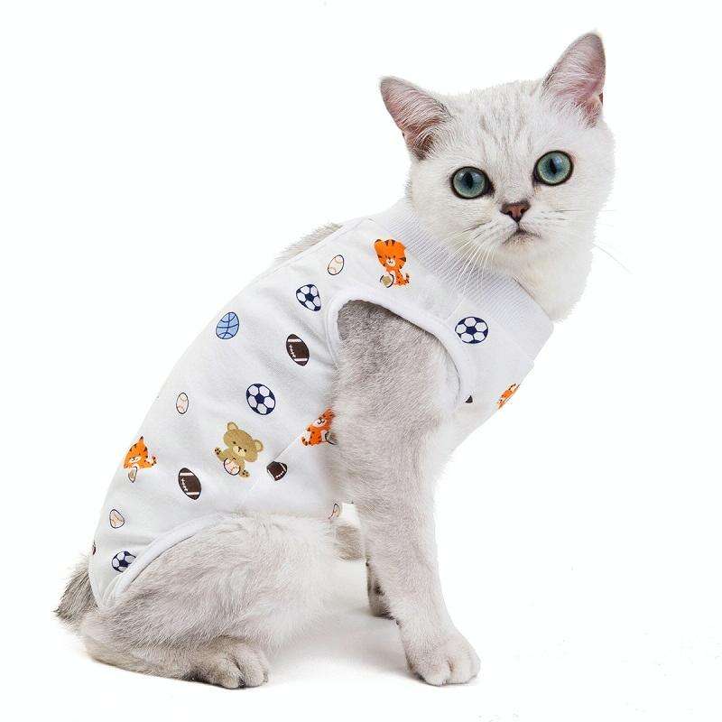 Female Cat Breathable And Anti-Licking Sterilization Clothing, Size: M(Football)
