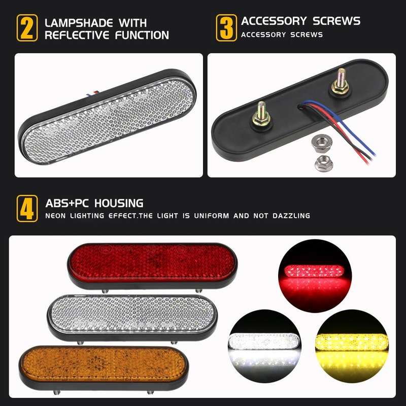 2 PCS 24LED Reflector Brake Light Turn Signal Light(White Shell White Light)
